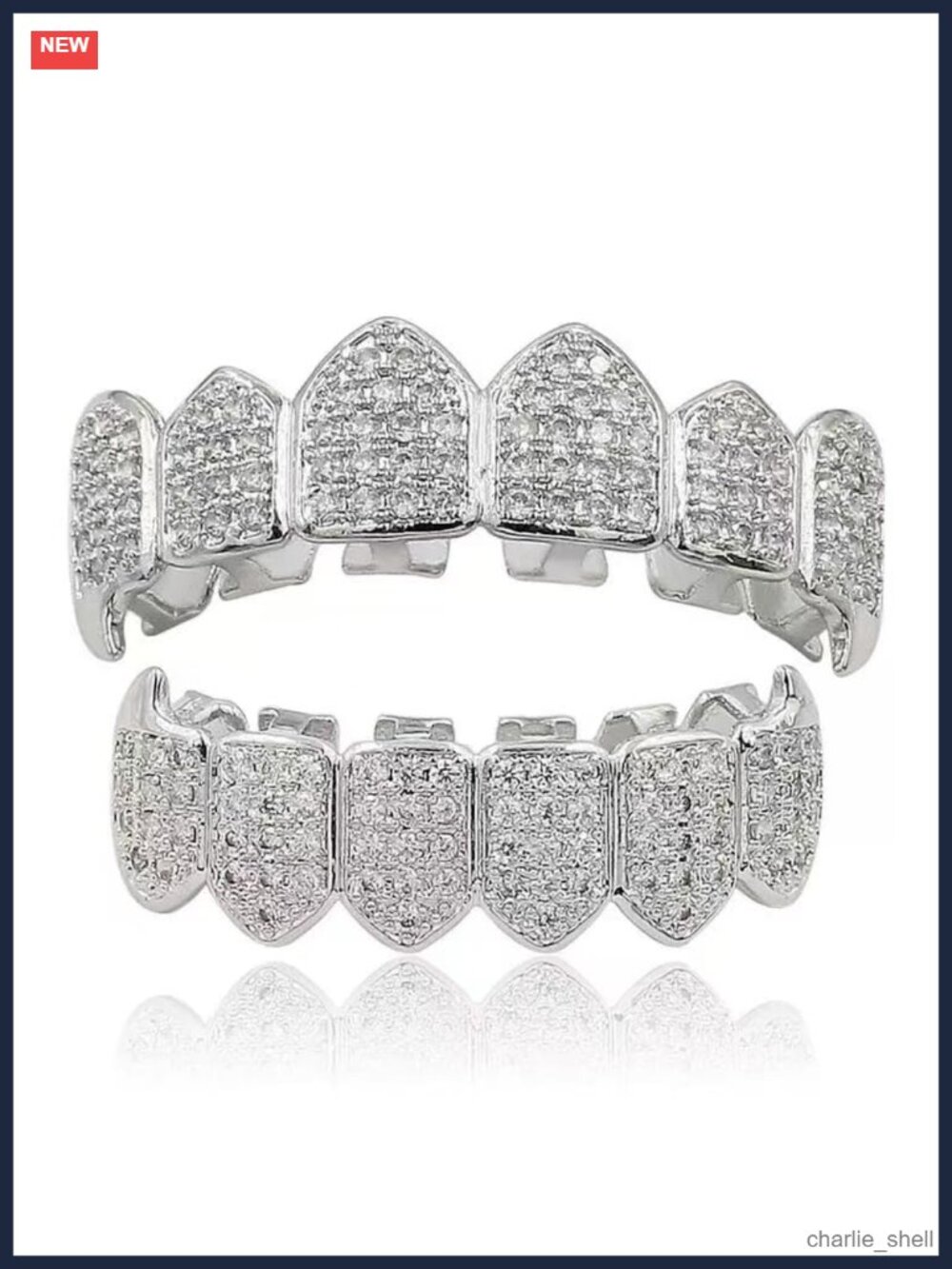 Gold-Plated Brass Hip Hop Imitation Diamond Fang Grillz Halloween Costume